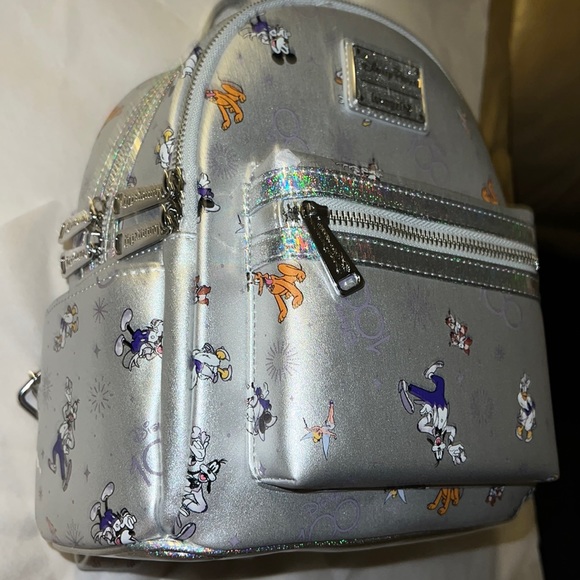 New!! Disney 100th Anniversary Platinum Mickey & Friends Mini Backpack - Picture 2 of 16